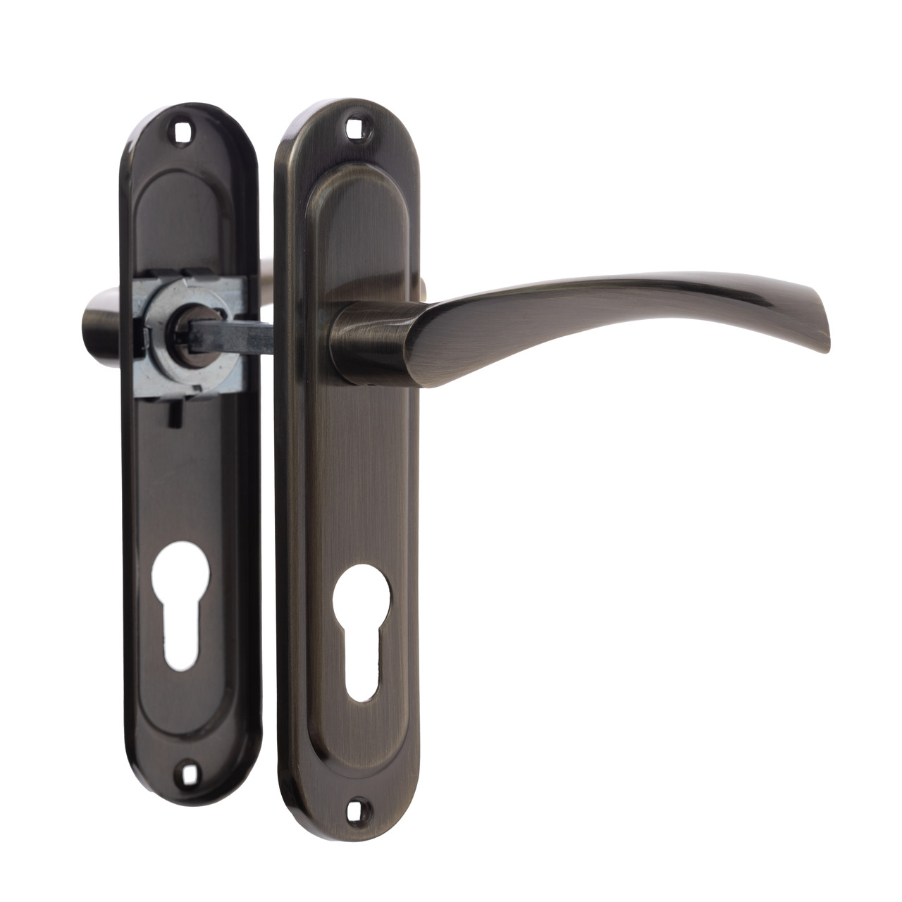 Ручка дверна на планці на вхідні та міжкімнатні двері універсальна ASTEX АТ - Cornu A62 -ЕТАВ Бронза, фото 1