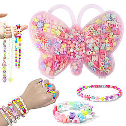 Набір намистин для плетіння браслетів 144шт, в пеналі / Набір для творчості з намистин / Намистини для браслетів