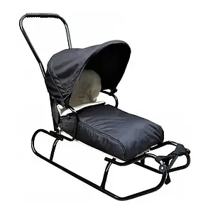 Санки зі спальним мішком (5в1, спинка, ручка, дашок) 14005 Чорний