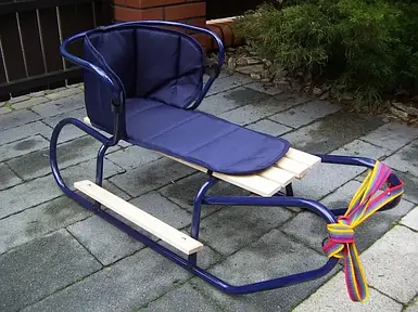 Санки Basic зі спинкою (підніжка, матрацик) 14017 Синій