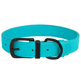 Нашийник Шкіряний BronzeDog Premium з металевою фурнітурою, 15 мм -27-36 см Блакитний