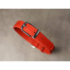 Нашийник Шкіряний BronzeDog Premium з металевою фурнітурою, 15 мм -27-36 см Оранж