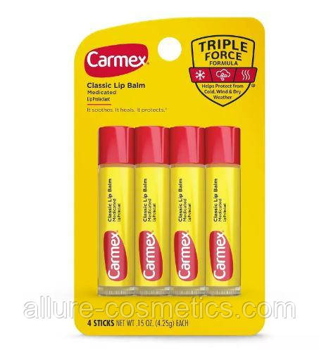 Набір бальзамів для губ помадка Carmex Daily Care Lip Balm Moisturizing Stick Original 4шт