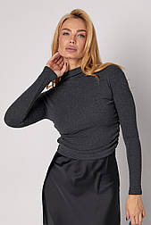 Жіночий трикотажний гольф із драпіруванням — темно-сірий колір, M (є розміри)