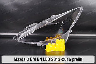 Скло фари Mazda 3 BM BN LED (2013-2016) дорест ліве