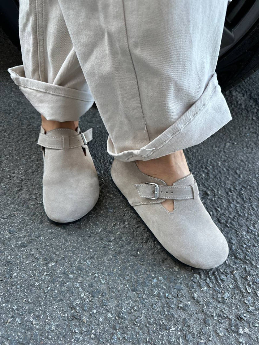 Жіночі зимові клогі ShoesBand Колір латте натуральна замша закриті на хутрі 37 (24 см) (S99231з), фото 1