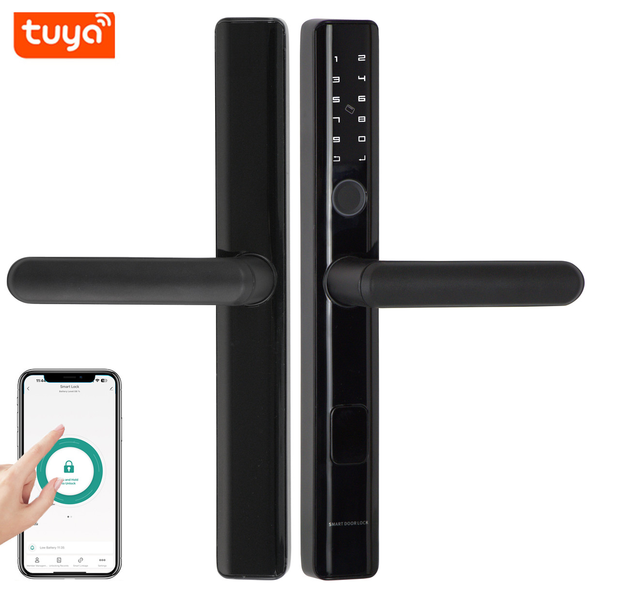 Електронний замок дверей NaviCat D2 з підтримкою програми TUYA Black, фото 1