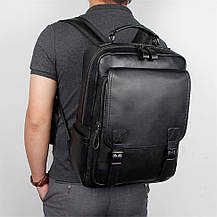 Чоловічий шкіряний рюкзак JD2755A John McDee чорний, фото 2