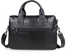 Шкіряна сумка чорна чоловіча 7122A (месенджер, портфель), фото 2