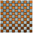 Мозаїка з декоративного скла 298х298х4,5мм Сірий+оранж SW-00002361