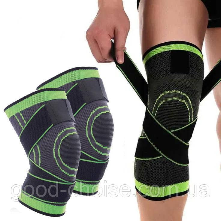 Комплект 2шт Бандаж колінного суглоба KNEE SUPPORT WN-26, Зелений, XL / Фіксатор для коліна / Наколінник, фото 1