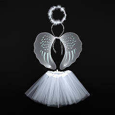 Набір карнавальні крила та німб Ангела зі спідницею білі, 42х34 см