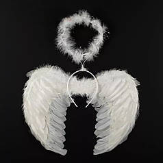 Набір карнавальні крила та німб Ангела білі, 42х32 см