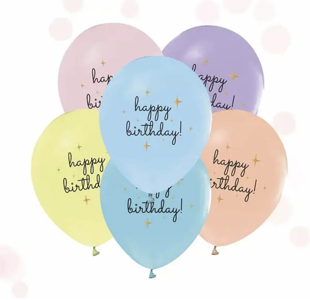 Латексні повітряні кульки 12" (30см.) "Happy Birthday"  асорті ТМ "Твоя Забава"  50шт.