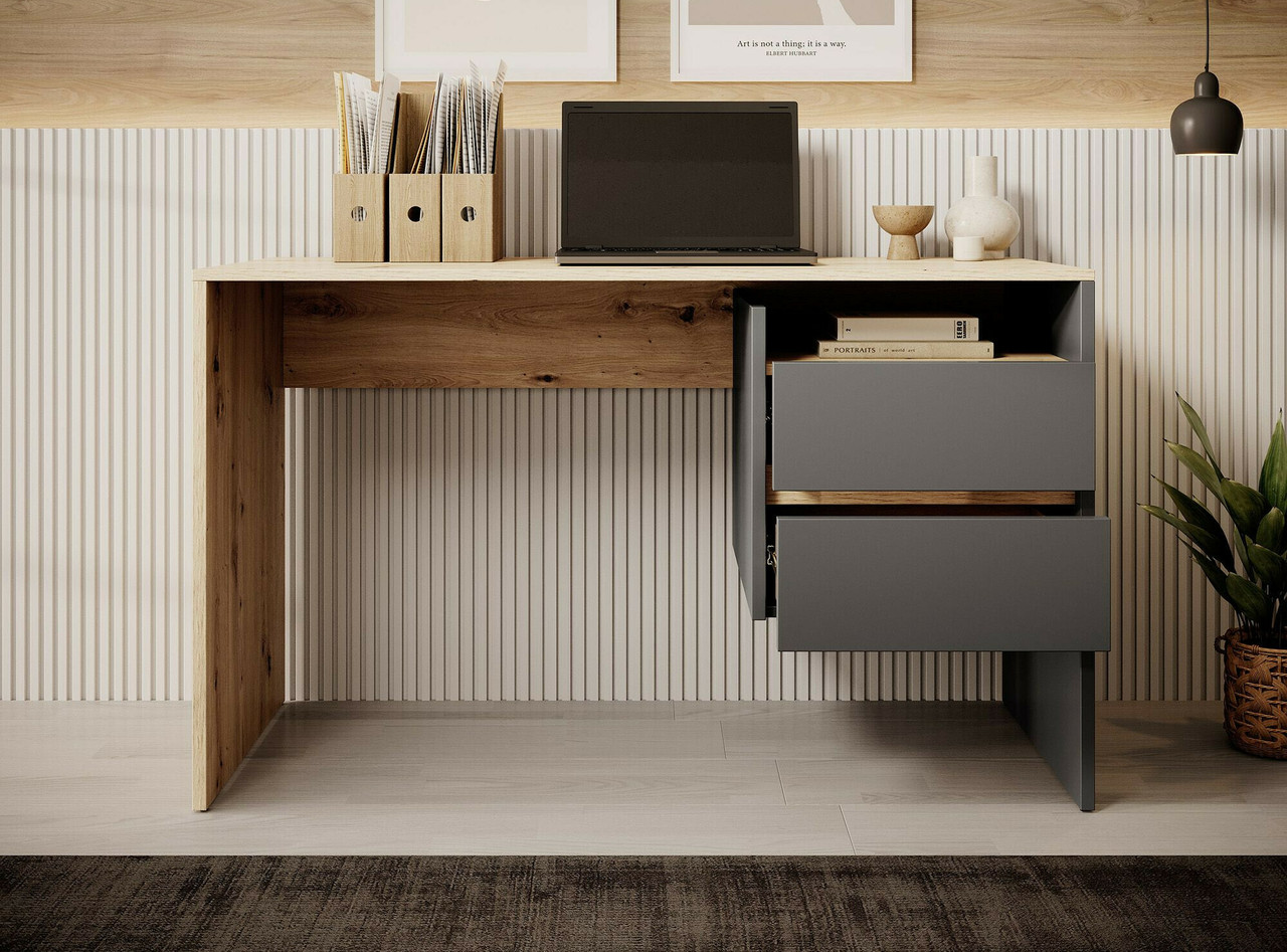 Письмовий стіл з 2 висувними ящиками для зберігання, комп'ютерний стіл для школяра з ЛДСП, фото 1