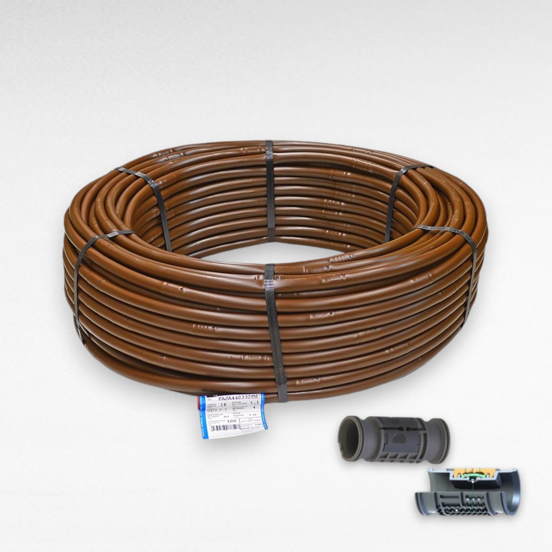 Крапельна трубка з компенсацією тиску емітери кожні 33см, діаметр 16мм, 2,2л/год - 100м.