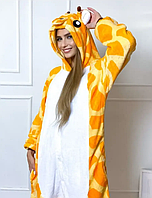 Кигуруми жираф для взрослого парня девушки, пижама кингуруми для девушки и парня на пуговицах и капюшон