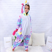 Кигуруми звездный единорог детская пижама кенгуруми единорожка на пуговицах и хвостом теплый костюм кенгуруми