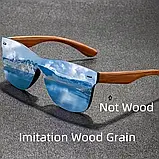 Окуляри без оправи з модним імітаційним дерев'яним візерунком для стильних та сучасних модників, фото 2