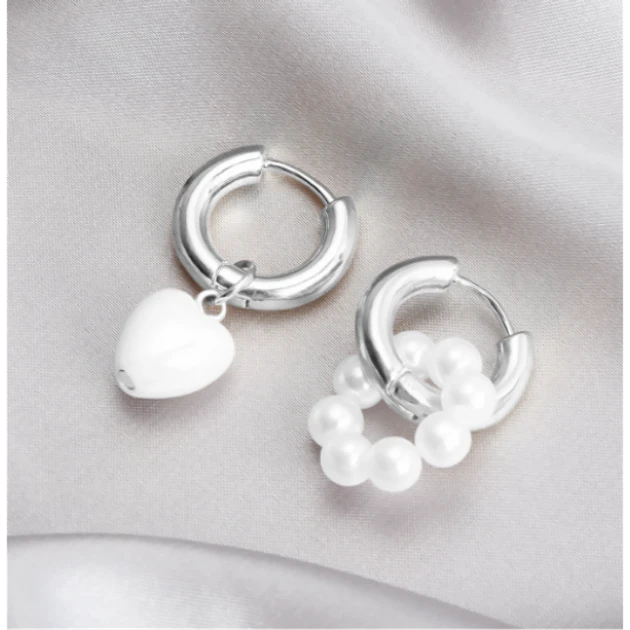 Сережки конго трансформери кільця асиметричні серебристий  колір біжутерія Fashion Jewelry, фото 1