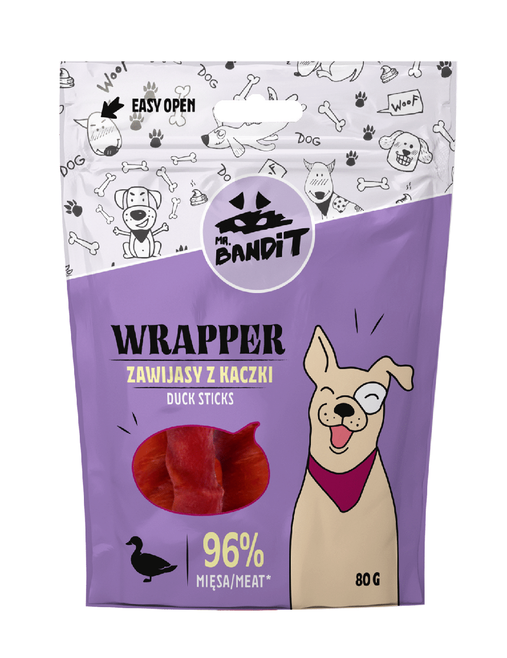 Ласощі для собак, палички, обгорнуті з качкою для собак, Mr. Bandit 80 г, фото 1