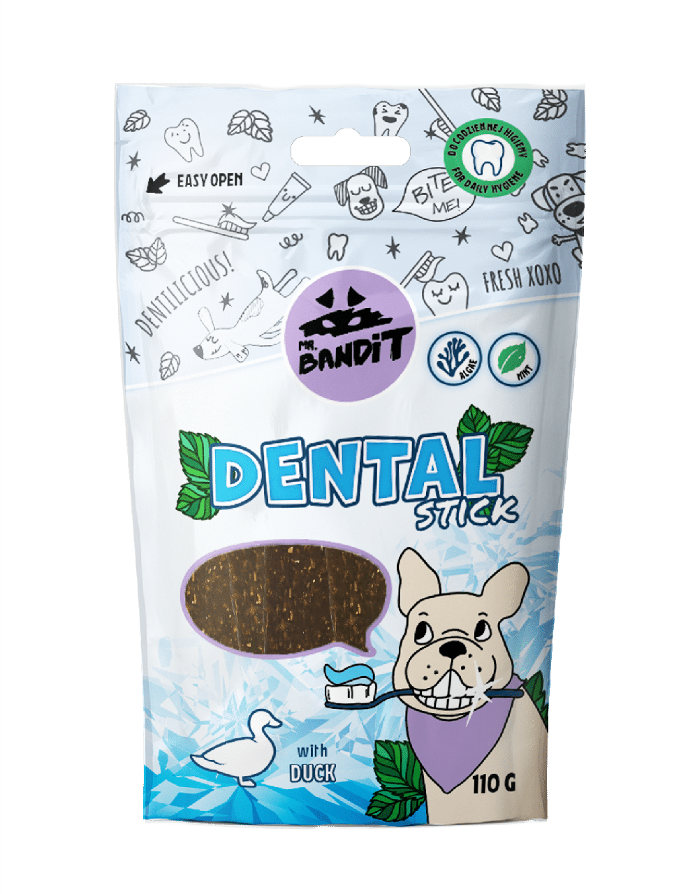 Ласощі для собак, Дентал палички для здоров'я зубів собак з качкою, Mr. Bandit 110 г, фото 1