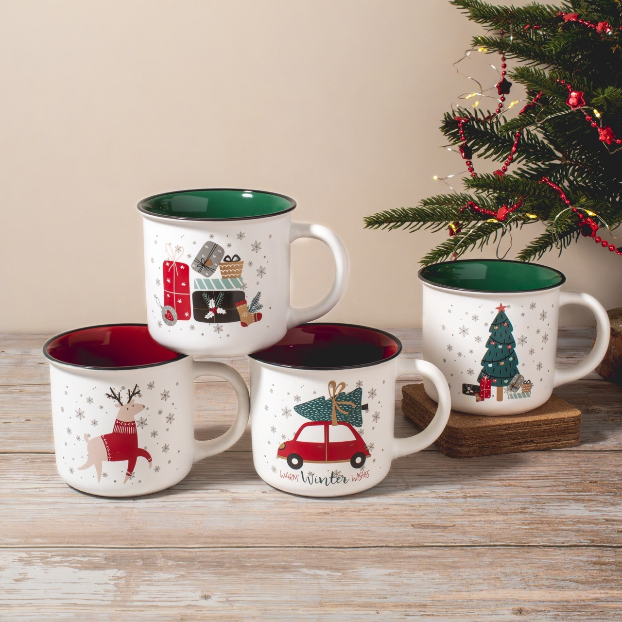 Набір чашок Merry Christmas, 355мл 4 шт. 16022-003 кераміка