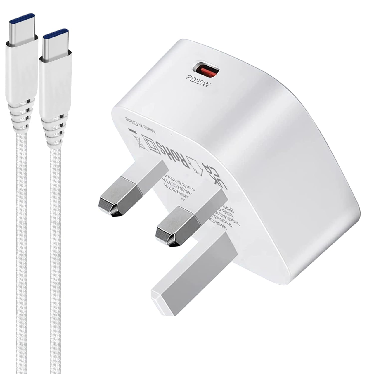 Зарядний пристрій 25W USB C для Samsung Galaxy S24/S24 Plus Ultra/S23 FE/A15 A16 A05S A54 A25 5G/A14 A34 A53 A33 A23, iPhone 15 Pr
