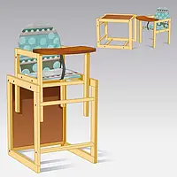 Дитячий дерев'яний стільчик для годування з ламінованою стільницею універсальний стильний малий "Круги кольорові" ТМ "Мася"