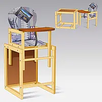 Дитячий дерев'яний стільчик для годування "Абстракція-сердечко" фіолетовий ТМ "Мася" з трансформацією в стіл