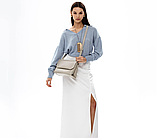 Елегантний жіночий клатч графіт якісна маленька сумка крос боді з ременем через плече сумка з екошкіри, фото 7