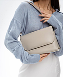 Елегантний жіночий клатч графіт якісна маленька сумка крос боді з ременем через плече сумка з екошкіри, фото 8