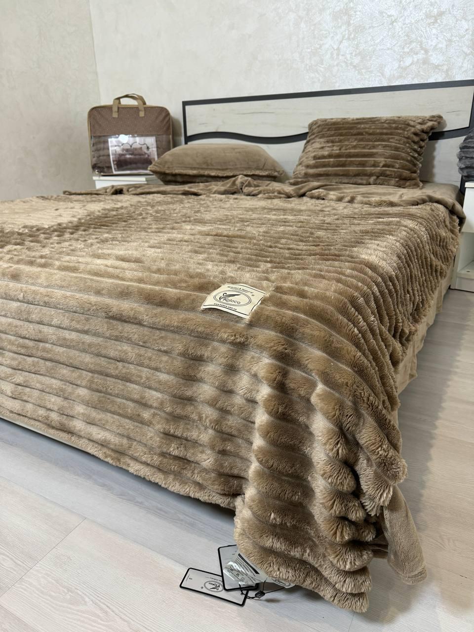 Велюрова постільна білизна Шарпей королевский Євро Карамельний