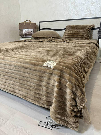 Велюрова постільна білизна Шарпей королевский Євро Карамельний, фото 1