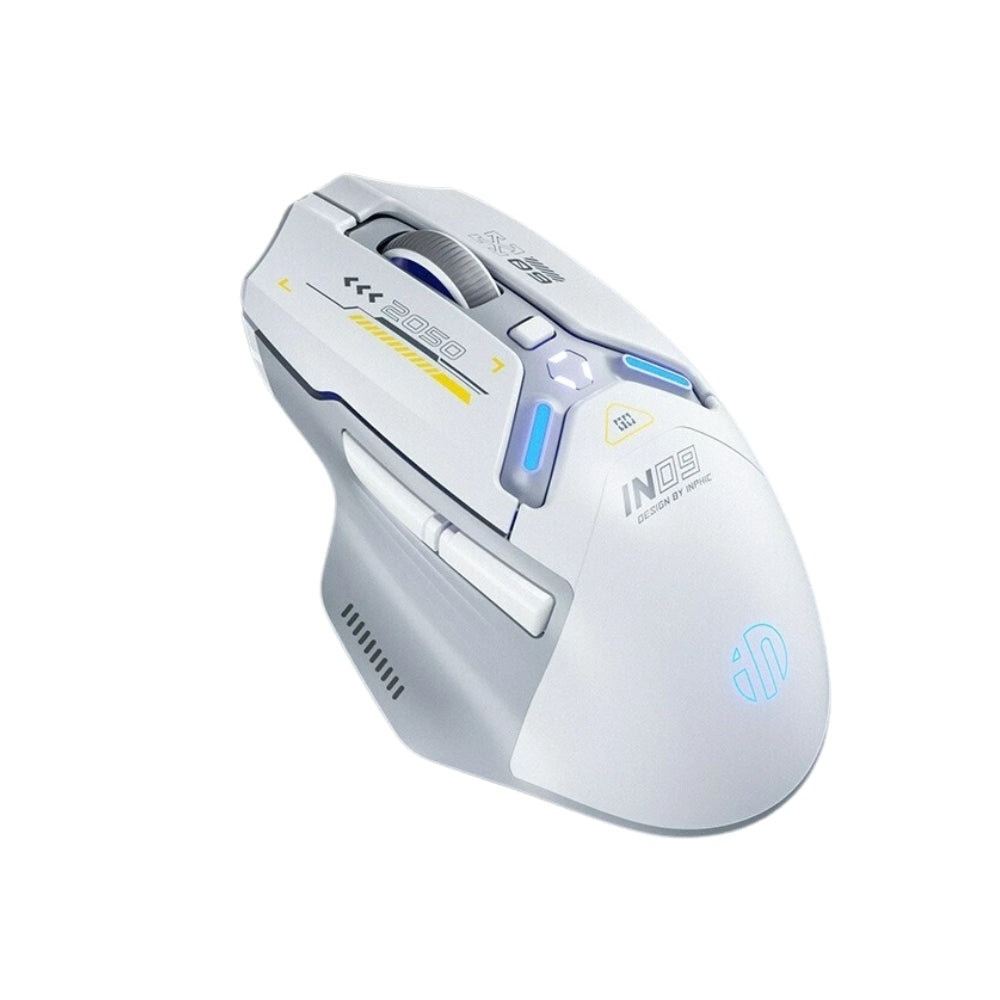 Бездротова ігрова миша INPHIC IN9 з під'єднанням USB Bluetooth 2.4ГГц з RGB підсвічуванням Біло-сірий