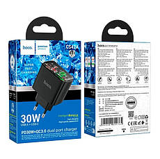 МЗП Hoco CS42A Smart PD30W+QC3.0 charger(EU) Black, фото 4