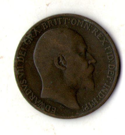 Велика Британія Король Едуард VII 1 пенні 1910 рік №2636