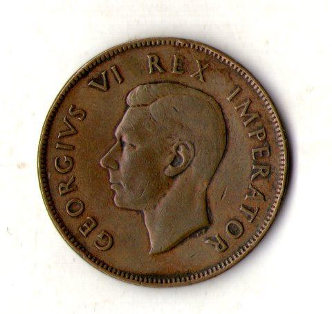 Південно-Африканська Республіка Король Георг VI 1 пенні 1945 рік №2641