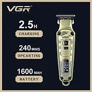 Акумуляторна машинка для стрижки волосся з дисплеєм VGR V-901 Тример для стрижки та окантування бороди, фото 3