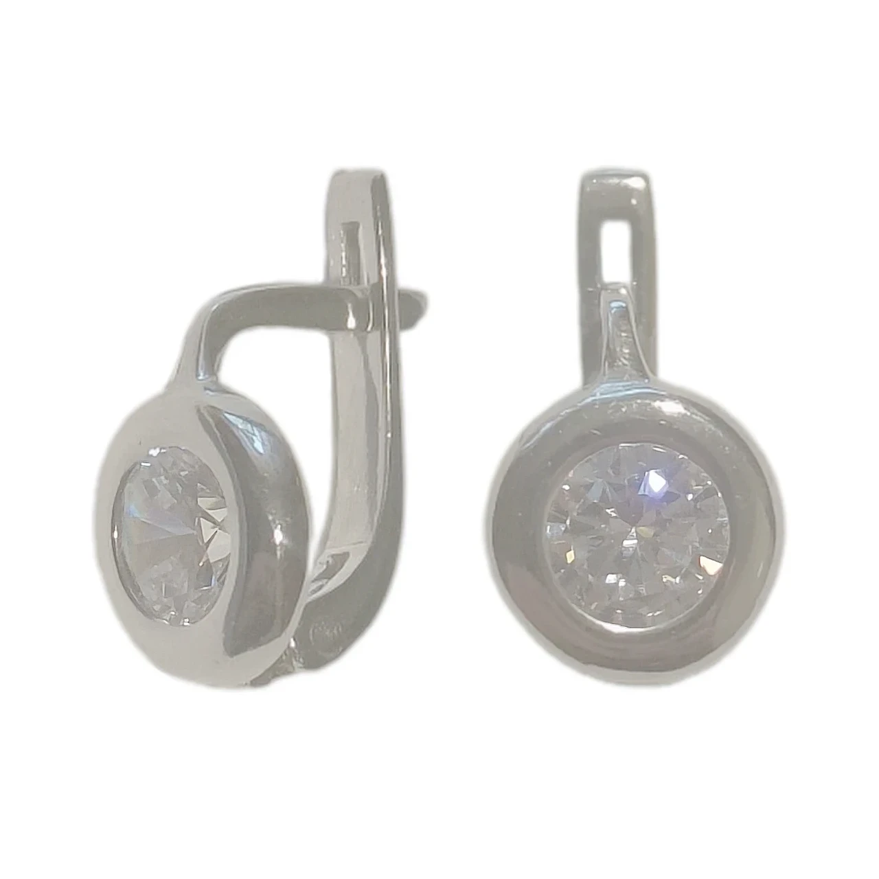 Срібні сережки Кнопка з фіанітом 5833-р, фото 1