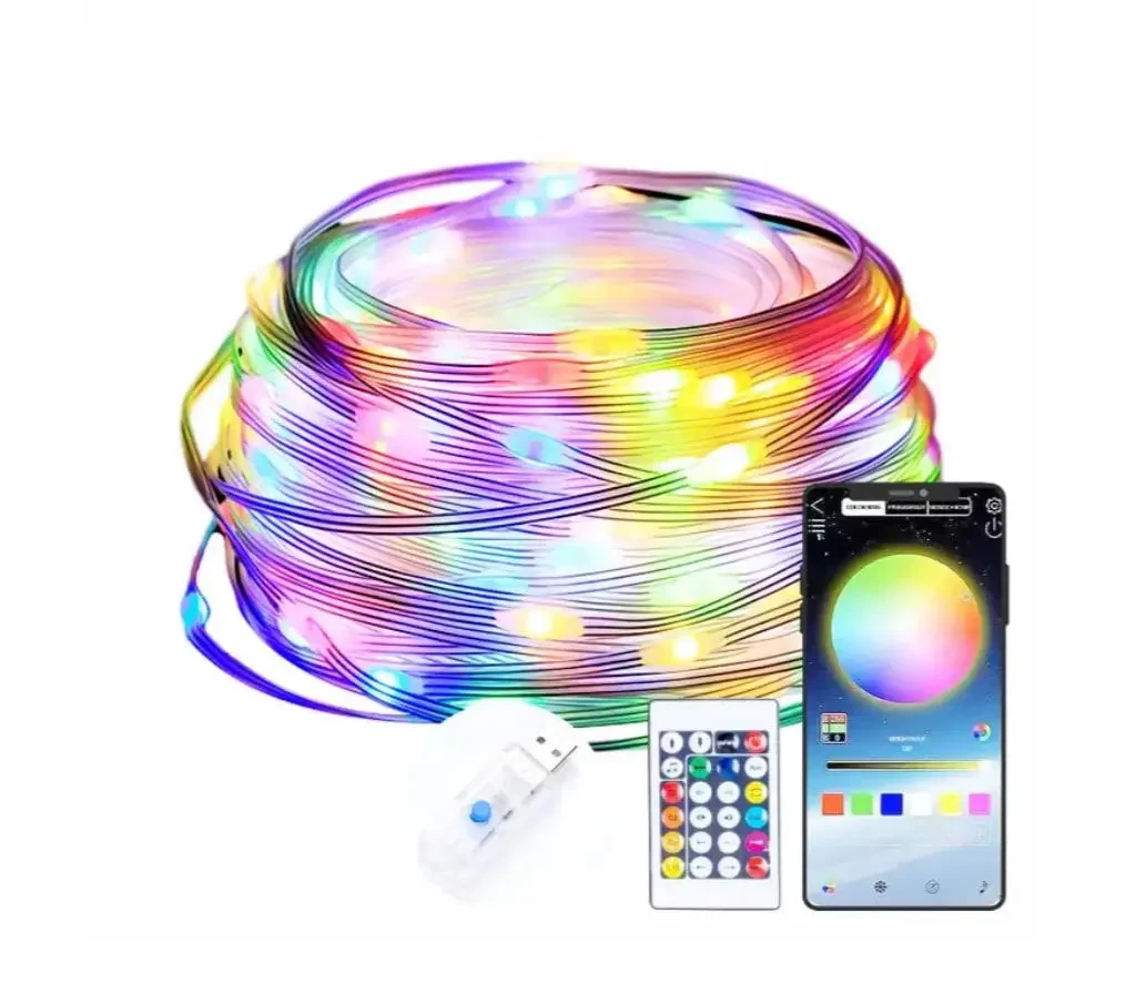 Розумна світлодіодна гірлянда стрічка 100LED 10 метрів USB-пульт дистанційного керування ip65