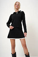 Костюм жіночий із міні спідницею чорний