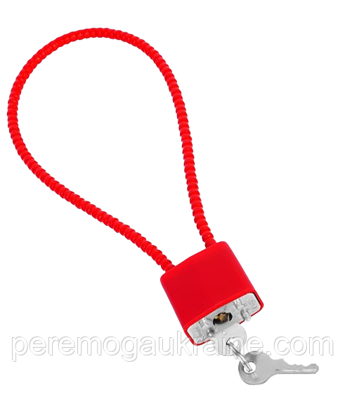 Замок навісний Solve 20 см з тросом Red KT6009005