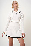 Костюм жіночий із міні спідницею колір екрю