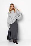 Жіночий в'язаний джемпер вільного крою — світло-сірий колір, L (є розміри), фото 3