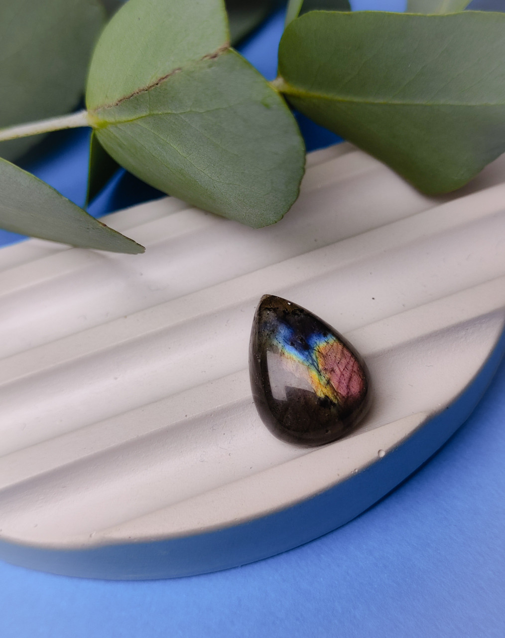 Лабрадор крапля камінь без оправи. Кабошон натуральний лабрадор 20*15*7 мм. Індія., фото 1