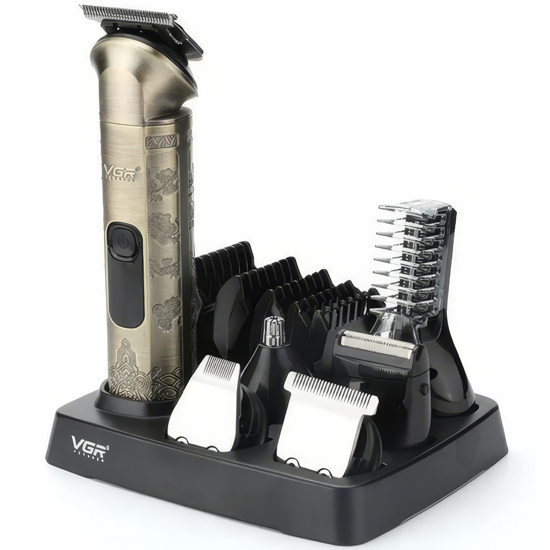 Акумуляторна машинка для стрижки волосся з різними насадками та дисплеєм VGR V-109 Універсальний триммер 6 в 1, фото 1