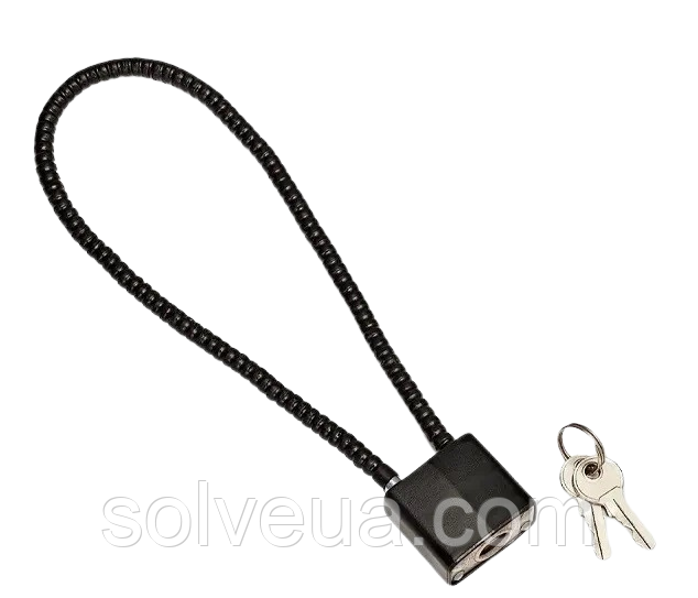 Навісний замок Solve з тросом 28 см Black KT6009003 solve, фото 1