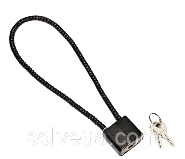 Навісний замок Solve з тросом 38 см Black KT6009004 solve, фото 1