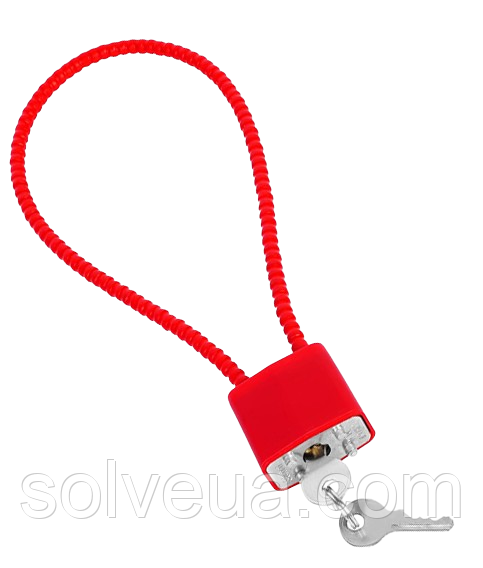 Замок навісний Solve з тросом 20 см Red KT6009005 solve, фото 1